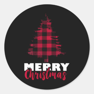 Pegatina Redonda Feliz Navidad Búfalo Jugado Navidad Navidad Navida