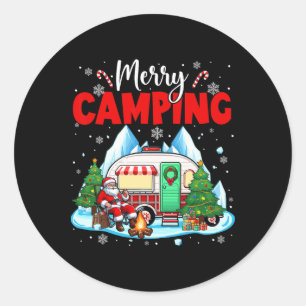 Pegatina Redonda Feliz Navidad Camping Santa Fuera Partido Deportes