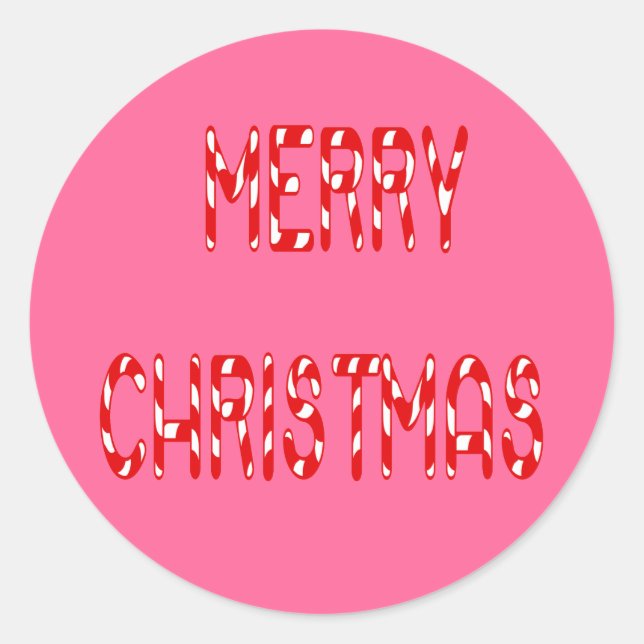 Pegatina Redonda Feliz Navidad Candy Cane Font (Anverso)
