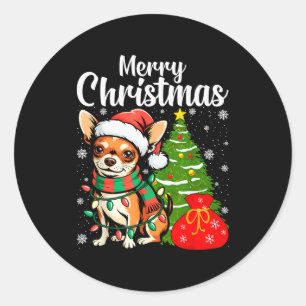 Pegatina Redonda Feliz Navidad Chihuahua 