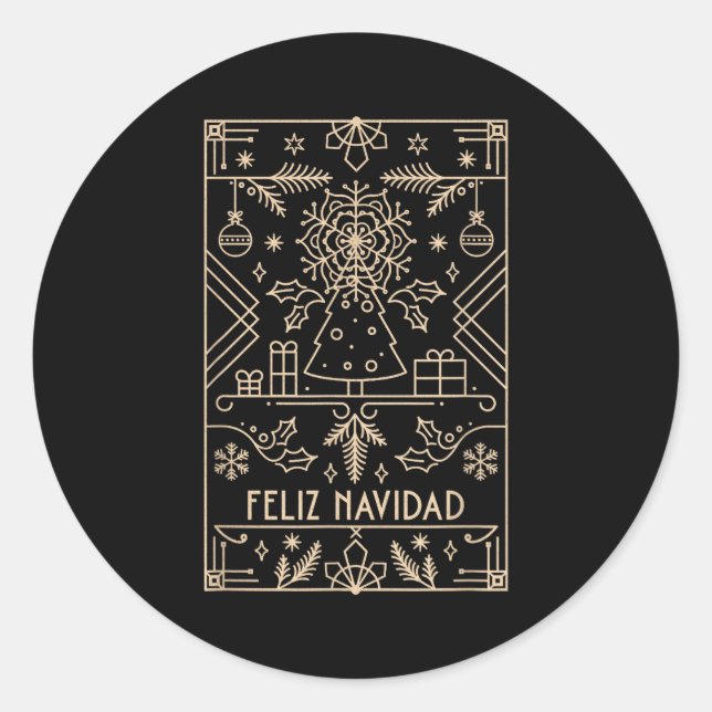 Pegatina Redonda Feliz Navidad, Christmas  (Anverso)