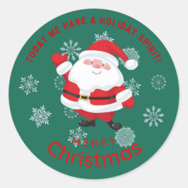 Pegatina Redonda Feliz Navidad con Santa Personalizado