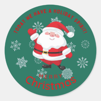 Pegatina Redonda Feliz Navidad con Santa Personalizado