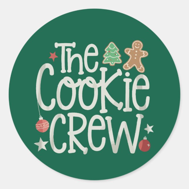 Pegatina Redonda Feliz Navidad, Cookie Crew Navidad coincidiendo (Anverso)