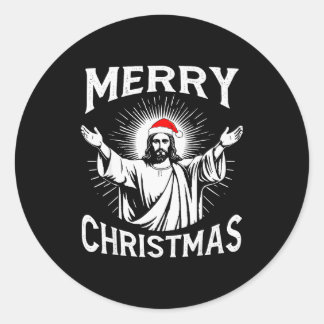 Pegatina Redonda Feliz Navidad cristiano Jesús pijamas Pjs Navidad