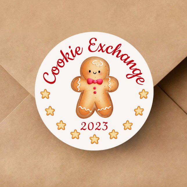 Pegatina Redonda Feliz Navidad Cuidad Gingerbread Man (Merry Christmas Cute Gingerbread Man Classic Round Sticker)