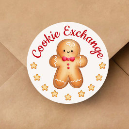 Pegatina Redonda Feliz Navidad Cuidad Gingerbread Man