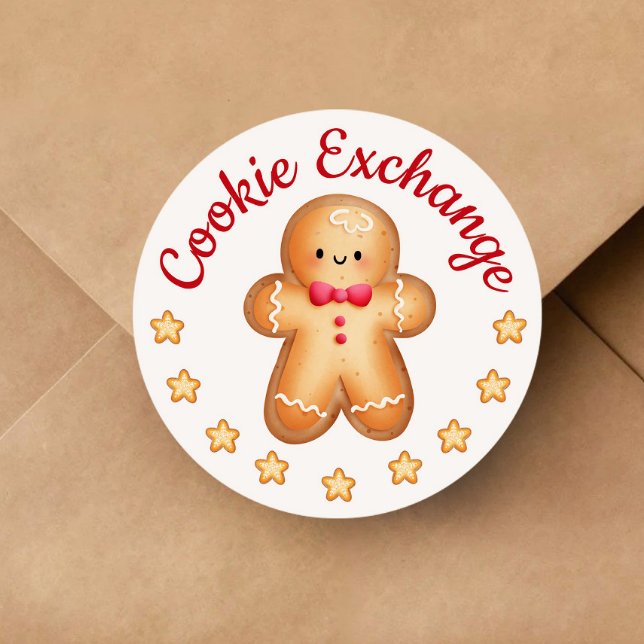 Pegatina Redonda Feliz Navidad Cuidad Gingerbread Man (Merry Christmas Cute Gingerbread Man Classic Round Sticker)