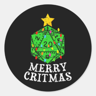 Pegatina Redonda Feliz Navidad D20 Rpg Árbol de Navidad Rpg Gamer G