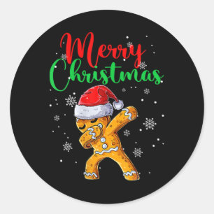 Pegatina Redonda Feliz Navidad Dab Gingerbread Navidad Navidad Coo
