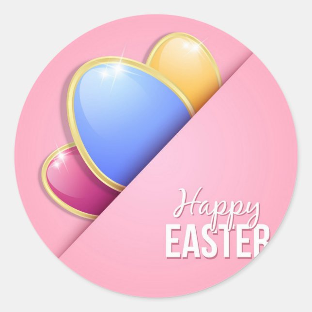 Pegatina Redonda Feliz Navidad de Pascua (Anverso)