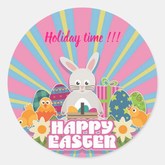 Pegatina Redonda Feliz Navidad de Pascua (Anverso)
