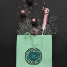 Feliz Navidad Deep Green Wreath Woodland Gold