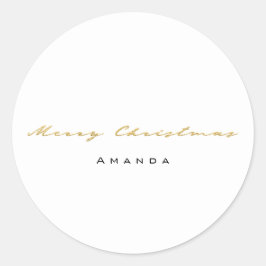 Pegatina Redonda Feliz Navidad desde el nombre de White Gold Minima