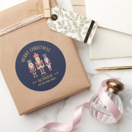 Pegatina Redonda Feliz Navidad desde el Nuthouse Nutcracker