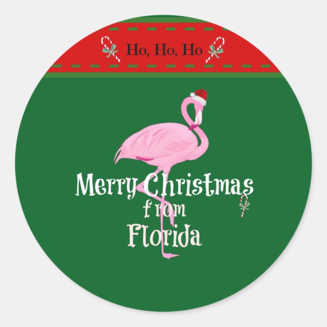 Pegatina Redonda Feliz Navidad desde Florida (Anverso)