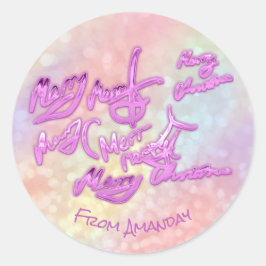 Pegatina Redonda Feliz Navidad desde la Terapia de Color Holográfic