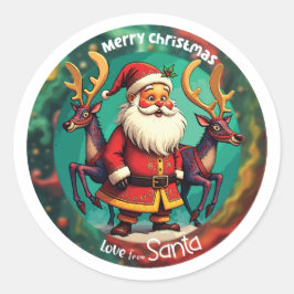 Pegatina Redonda Feliz Navidad desde santa