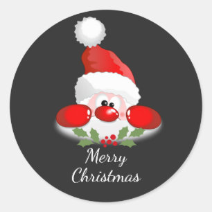 Pegatina Redonda Feliz Navidad desde Santa Claus
