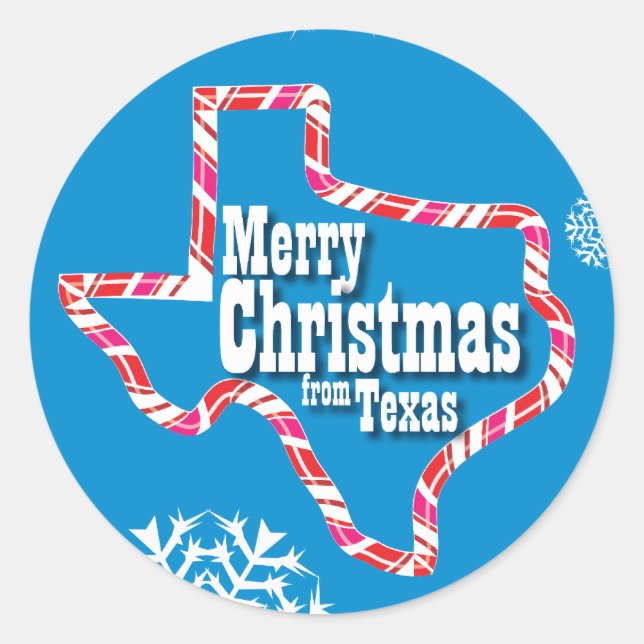 Pegatina Redonda Feliz Navidad desde Texas (Anverso)