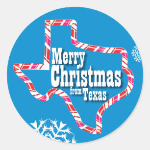 Pegatina Redonda Feliz Navidad desde Texas