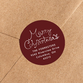 Pegatina Redonda Feliz Navidad dirección de devolución caprichosa g
