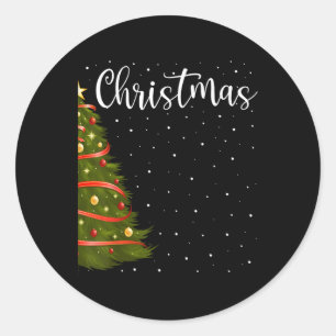 Pegatina Redonda Feliz Navidad Divertido juego de parejas de árbol