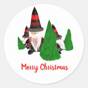 Pegatina Redonda Feliz Navidad, Divertidos Enanos Personalizados