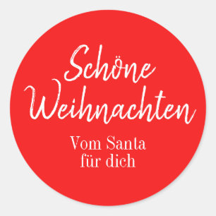 Pegatina Redonda Feliz Navidad en alemán Schöne Weihnachten