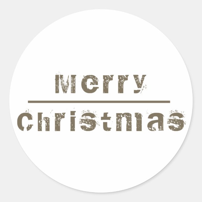 Pegatina Redonda Feliz Navidad en blanco y gris feriado (Anverso)