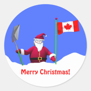 Pegatina Redonda Feliz Navidad en Canadá
