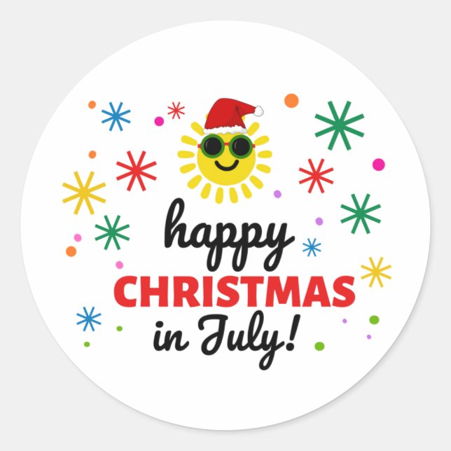 Pegatina Redonda Feliz Navidad en Julio (Anverso)