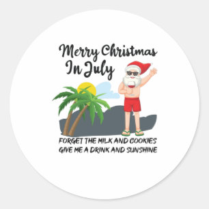 Pegatina Redonda Feliz Navidad En Julio