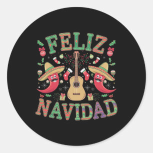 Pegatina Redonda Feliz Navidad en México: Navidades de Fiesta Peppe