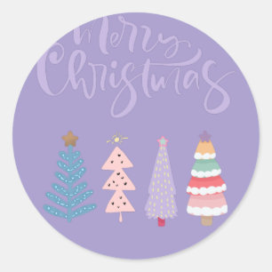 Pegatina Redonda Feliz navidad en pastel para las mujeres tanque de