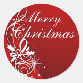 PEGATINA REDONDA FELIZ NAVIDAD EN ROJO POR SHARON SHARPE