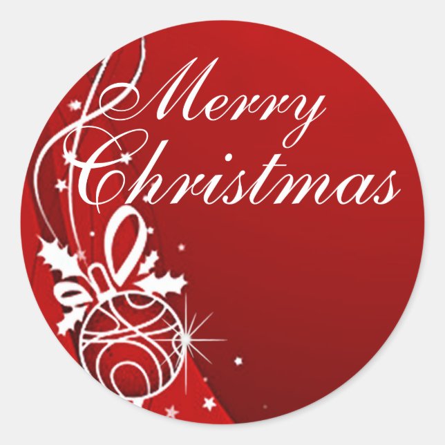 PEGATINA REDONDA FELIZ NAVIDAD EN ROJO POR SHARON SHARPE (Anverso)