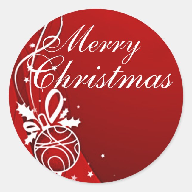 PEGATINA REDONDA FELIZ NAVIDAD EN ROJO POR SHARON SHARPE (Anverso)