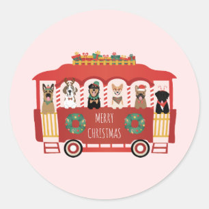 Pegatina Redonda Feliz Navidad en Trolly