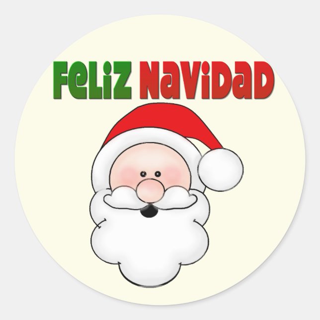 Pegatina Redonda Feliz Navidad español (Anverso)