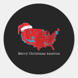 Pegatina Redonda Feliz Navidad Estados Unidos Donald Trump Coverage