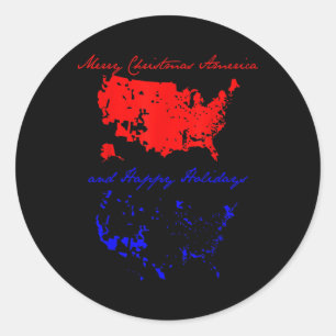 Pegatina Redonda Feliz Navidad Estados Unidos Funny tarjeta de Navi