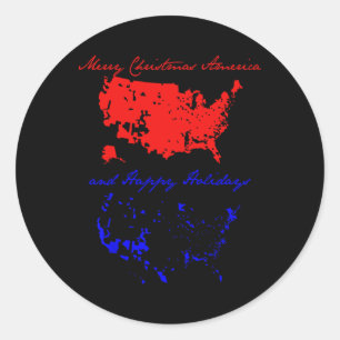 Pegatina Redonda Feliz Navidad Estados Unidos Funny tarjeta de Navi