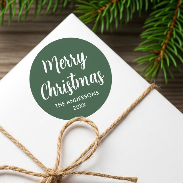 Pegatina Redonda Feliz Navidad Estilo de escritura moderno Nombre p (Subido por el creador)