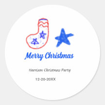 Feliz Navidad estrella azul medias rojas nombre fe