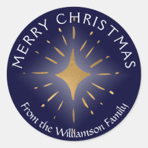 Feliz Navidad Estrella de Oro Azul