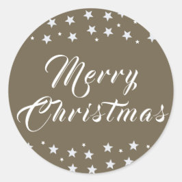 Pegatina Redonda Feliz Navidad estrenos de escritura de moda beige 