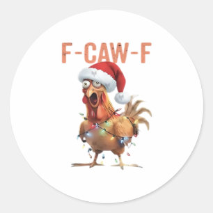 Pegatina Redonda Feliz Navidad F Caw F Diseño Retro Cool