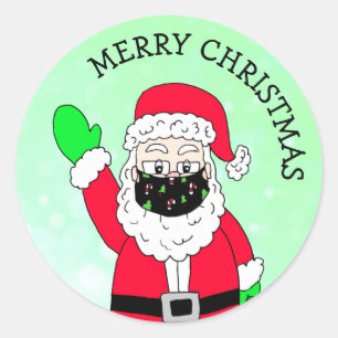 Pegatina Redonda Feliz Navidad Factura preguntó Santa Claus