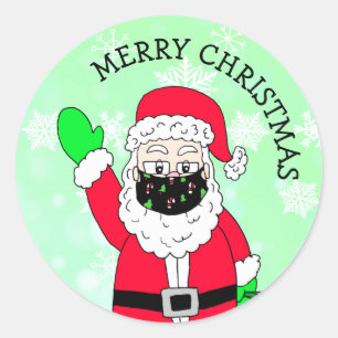 Pegatina Redonda Feliz Navidad Factura preguntó Santa Claus